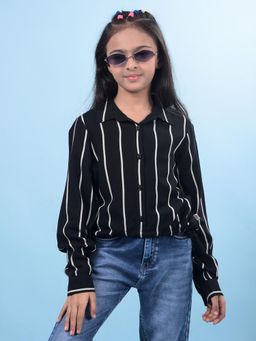 CRIMSOUNE CLUB - Girls Black Vertical Stripes Shirt