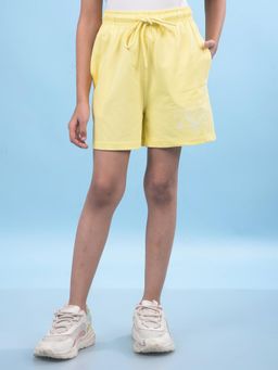 CRIMSOUNE CLUB - Girls Yellow Printed Cotton Shorts