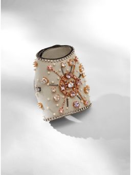 Outhouse - Oh Jewelled Leather Glovelettes In White