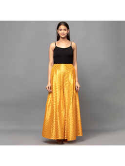 First Resort by Ramola Bachchan - Yellow Woven Design Brocade Skirt