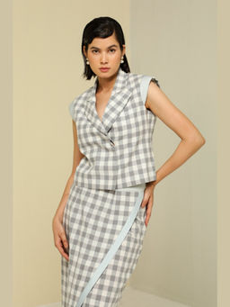 Zaitra - GREY & WHITE CHECK SKIRT