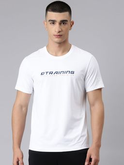 Xtep - Men White Nylon Crew Neck Half Sleeves T-Shirt