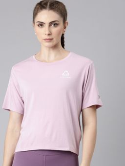 Xtep - Women Purple Polyester Crew Neck Half Sleeves T-Shirt