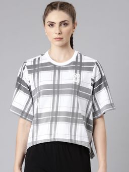 Xtep - Women White Cotton Crew Neck Half Sleeves T-Shirt