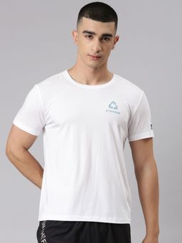 Xtep - Men White Polyester Crew Neck Half Sleeves T-Shirt