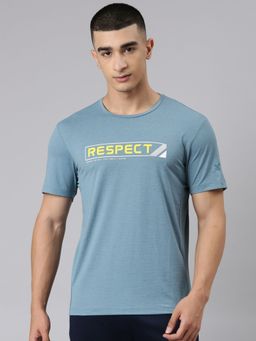 Xtep - Men Green Nylon Crew Neck Half Sleeves T-Shirt