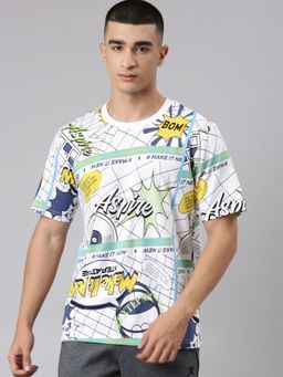 Xtep - Men White Cotton Crew Neck Half Sleeves T-Shirt