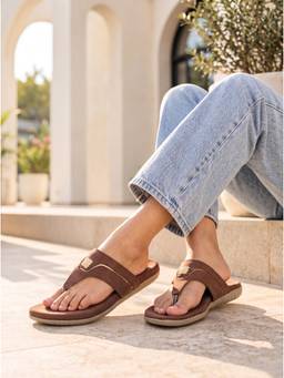 SHOE BEE - Women Soft Comfort Everyday Sandals Slip-Ons - Brown