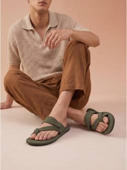 ZELION - Men Green Synthetic Sandals