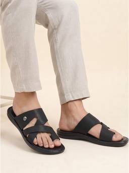 ZELION - Men Black Synthetic Sandals