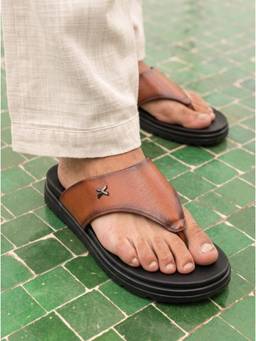 ZELION - Men Tan Synthetic Sandals