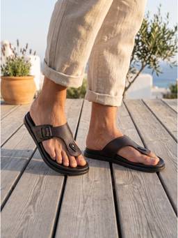 ZELION - Men Brown Synthetic Sandals