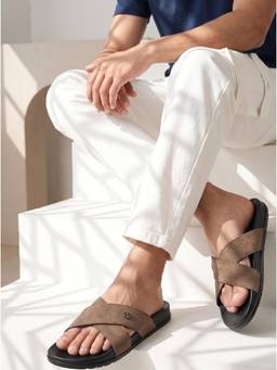 ZELION - Men Brown Synthetic Sandals