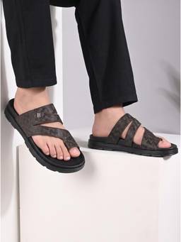 ZELION - Men Brown Synthetic Sandals