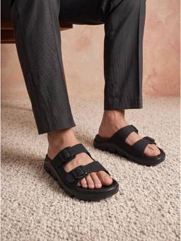 ZELION - Men Black Synthetic Sandals