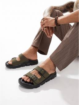 ZELION - Men Green Synthetic Sandals