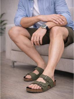 ZELION - Men Green Synthetic Sandals