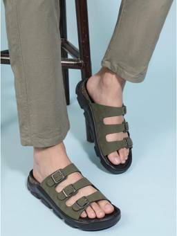 ZELION - Men Green Synthetic Sandals