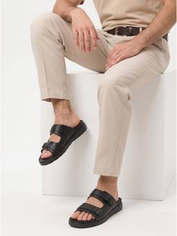 ZELION - Men Black Synthetic Sandals