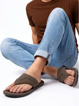 ZELION - Men Brown Synthetic Sandals