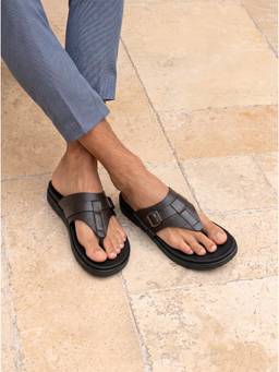 ZELION - Men Brown Synthetic Sandals