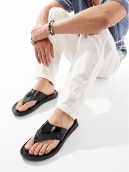 ZELION - Men Black Synthetic Sandals