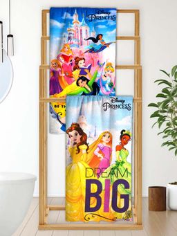 Athom Living - Disney Princess Themed Kids Bath Towel 350 Gsm (Pack Of 2) (M)