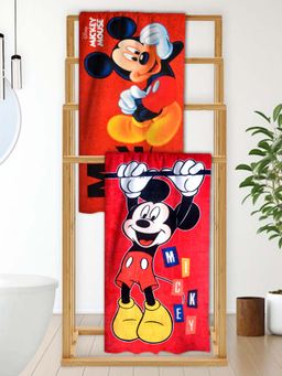 Athom Living - Disney Mickey Mouse Kids Bath Towel Multicolor (Pack Of 2) (M)