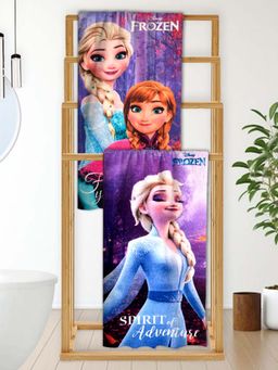 Athom Living - Frozen Sisters with Disney Mouna Mixed Themed Bath Towel Kids (Pack Of 2) (M)