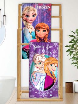 Athom Living - Disney Frozen Sisters Themed Bath Towel Kids (Pack Of 2) (M)
