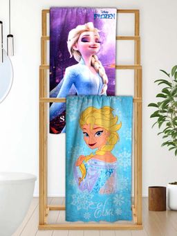 Athom Living - Disney Frozen Elsa Themed Kids Bath Towel, 350 Gsm (Pack Of 2) (M)