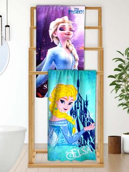 Athom Living - Disney Frozen Sisters Themed Kids Bath Towel, 350 Gsm (Pack Of 2) (M)