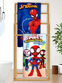 Athom Living - Marvels Spiderman Themed Kids Bath Towel 350 Gsm (Pack Of 2) (M)
