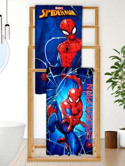 Athom Living - Marvels Spiderman Themed Kids Bath Towel, 350 Gsm (Pack Of 2) (M)