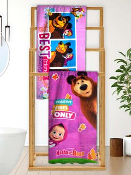 Athom Living - Masha and The Bear Themed Bath Towel Kids (Pack Of 2) (M)