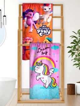 Athom Living - My Little Pony with Unicorn Mixed Themed Kids Bath Towel 350 Gsm (Pack Of 2) (M)