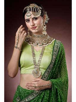 Karatcart - Gold Plated Green Meena Ethnic Indian Traditional Kundan Dulhan Bridal Jewellery Set
