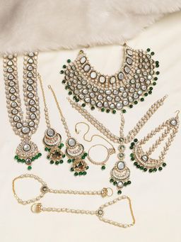 Karatcart - Gold Plated Green Polki Ethnic Indian Traditional Kundan Dulhan Bridal Jewellery Set