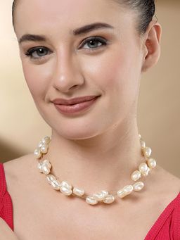 Karatcart - Gold Plated Multilayer Baroque Pearl Chain Necklace for Women