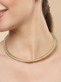 Karatcart - Gold-Plated Spiral Choker Chain Necklace for Women