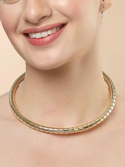 Karatcart - Gold-Plated Spiral Choker Chain Necklace for Women
