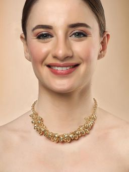 Karatcart - Gold-Plated Heart and Balls Studded Necklace for Women