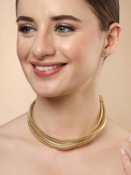 Karatcart - Gold-Plated Multilayer Snake Chain Necklace for Women