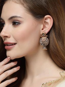 Karatcart - Gold Plated Navy Blue Meena Dangler Earrings for Women