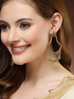 Karatcart - Gold Plated Long Dangler Earrings for Women