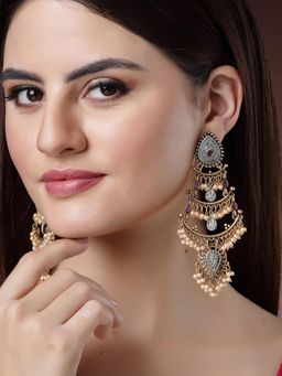 Karatcart - Elegant Gold Plated Long Oxidised Dangler Earrings for Women