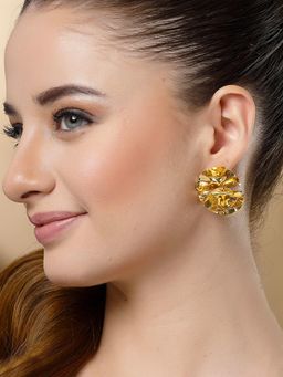 Karatcart - Gold Plated Contemporary Drop Earrings