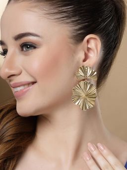 Karatcart - Gold Plated Organic Design Contemporary Dangler Earrings