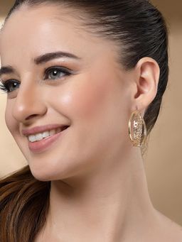 Karatcart - Gold Plated Curved Chain Infinity Hoop Earrings for Women