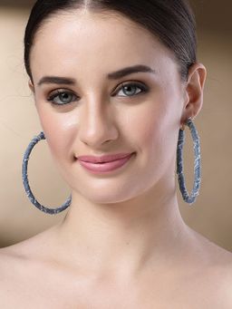 Karatcart - Denim Wrapped Big Hoop Earrings for Women